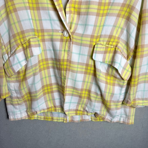 Rag & bone Women’s Margot Blazer Yellow Plaid 100% Cotton size 10 NWOT - Picture 2 of 12